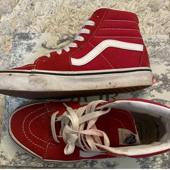 VANS SK8-HI Top Suede Skate Athletic Shoes Racing Red Men's Size 6.5Women's 7.5 - Picture 6 of 8